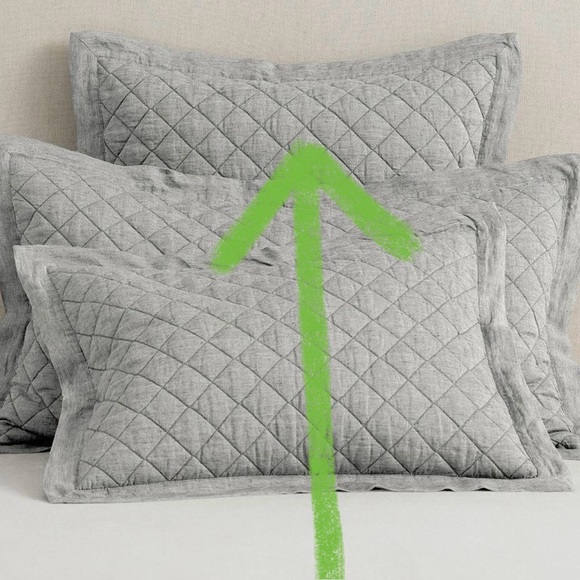 Pottery Barn Belgian Flax Linen Diamond Euro Shams, Flagstone, Set of 2 - Picture 3 of 3